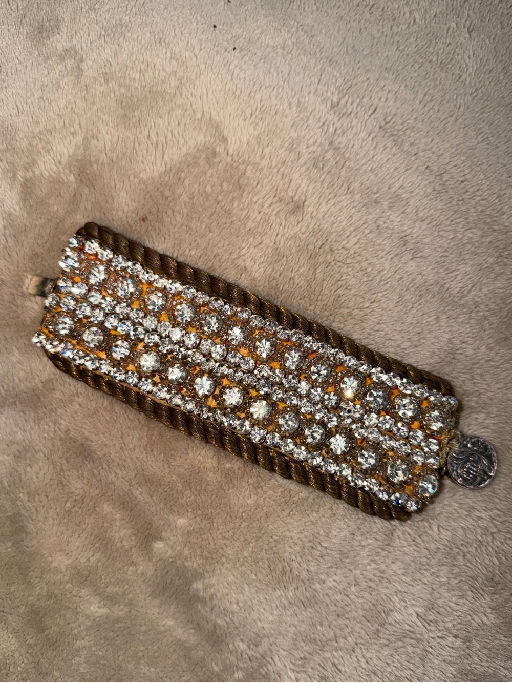 Crystal and Bronze vintage Statement Bracelet